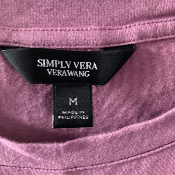 Simply Vera Wang Rose Crochet Lace Sleeve Top Purple Size Medium - Picture 3 of 5